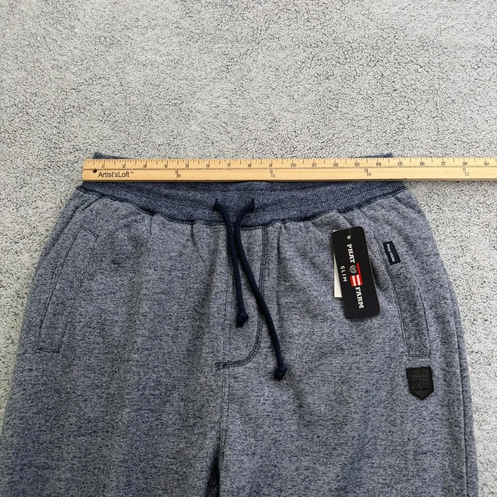 Phat Farm Joggers Mens Small Melange Navy Blue Slim Fit Sweatpants Joggers Y2K